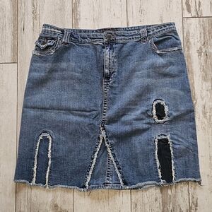 Venezia Denim Distressed Patch Skirt 20